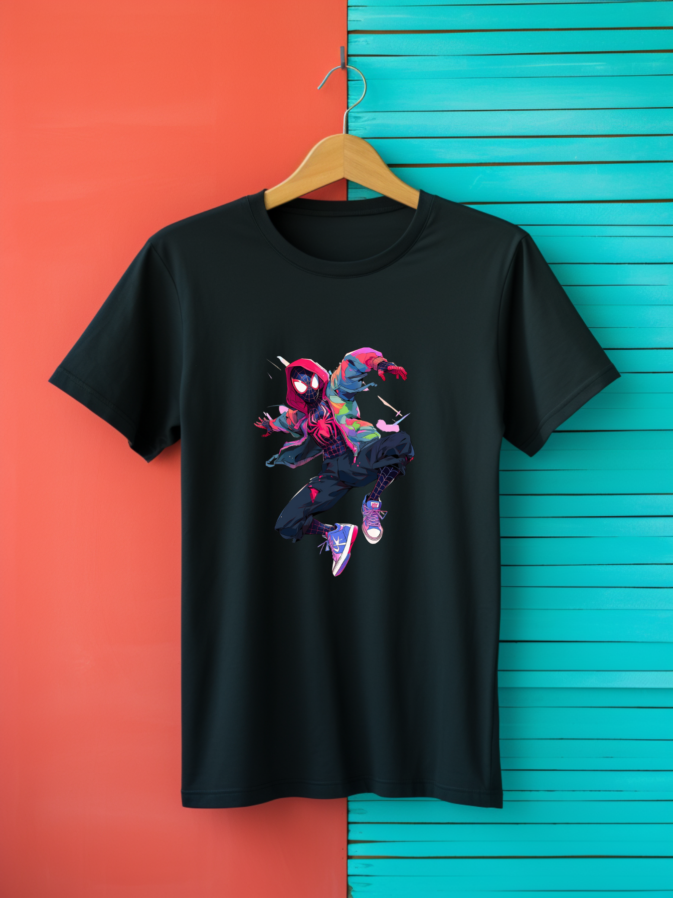 Spiderman Black Printed T-Shirt 402