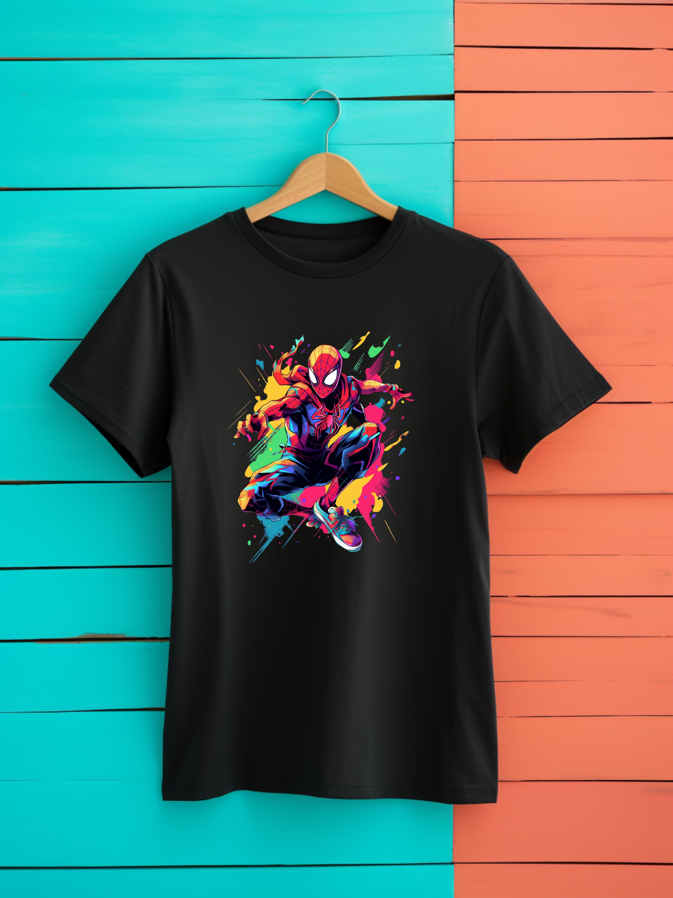 Spiderman Black Printed T-Shirt 412