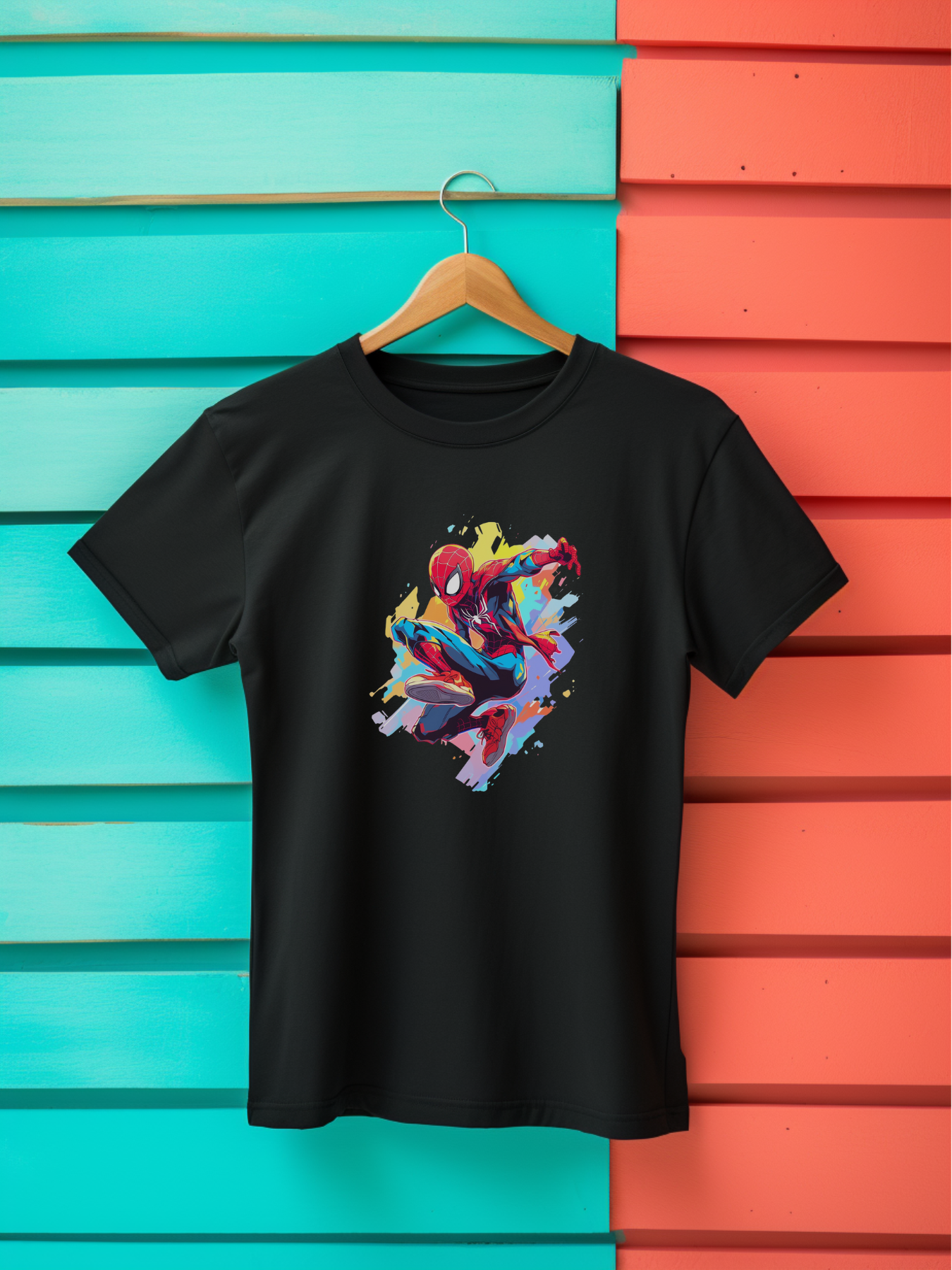 Spiderman Black Printed T-Shirt 395
