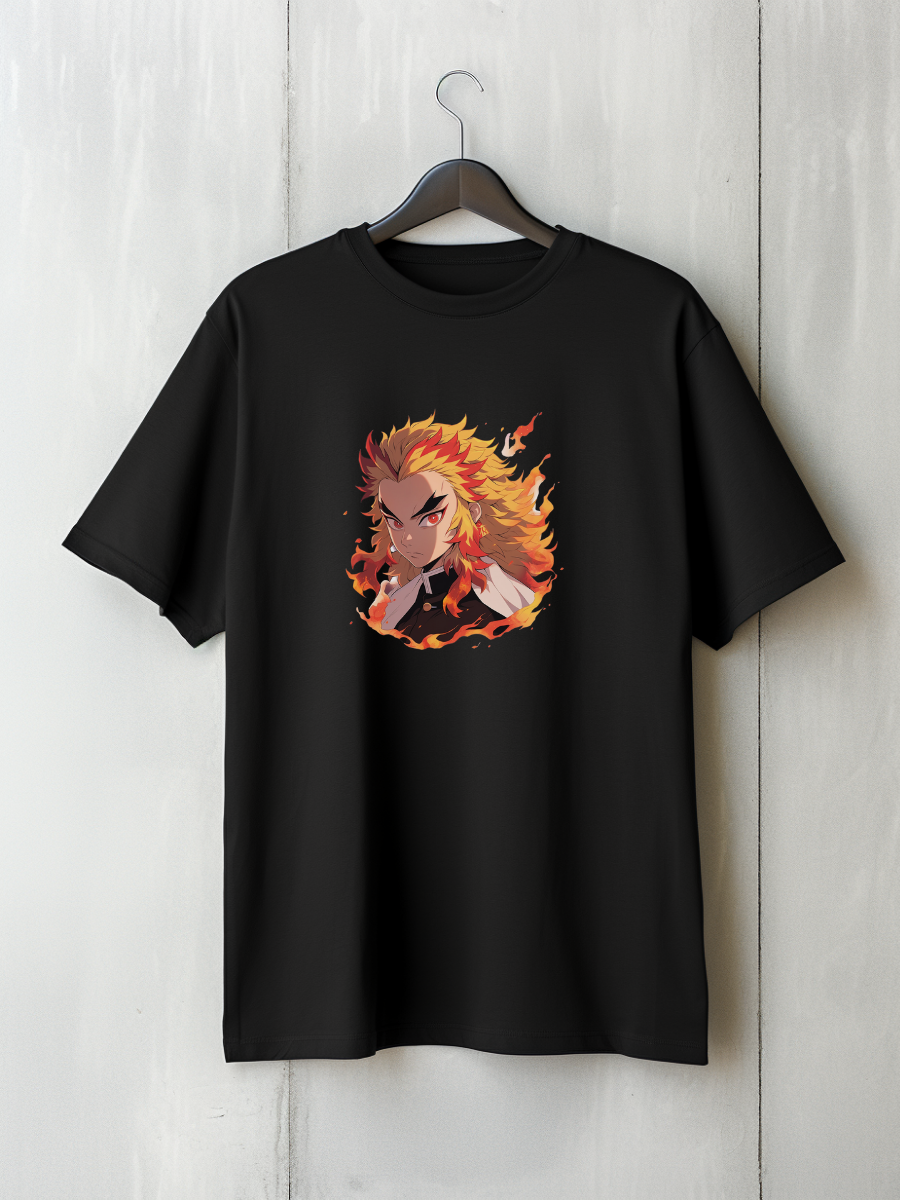 Rengoku Black Printed T-Shirt 84
