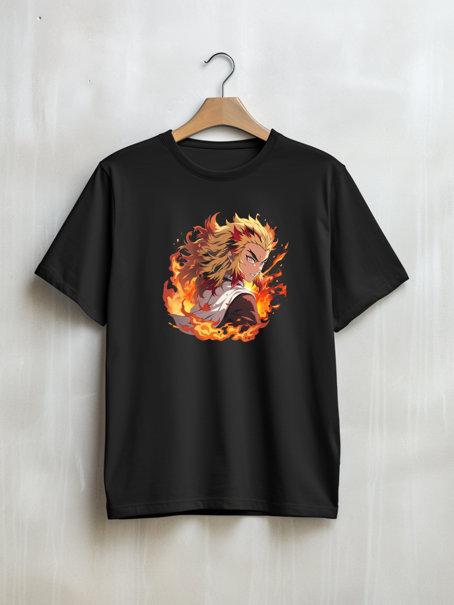 Rengoku Black Printed T-Shirt 86
