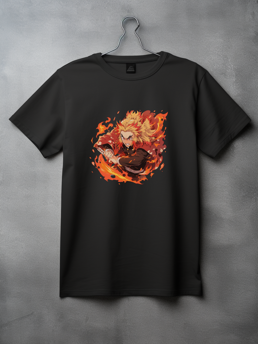 Rengoku Black Printed T-Shirt 56