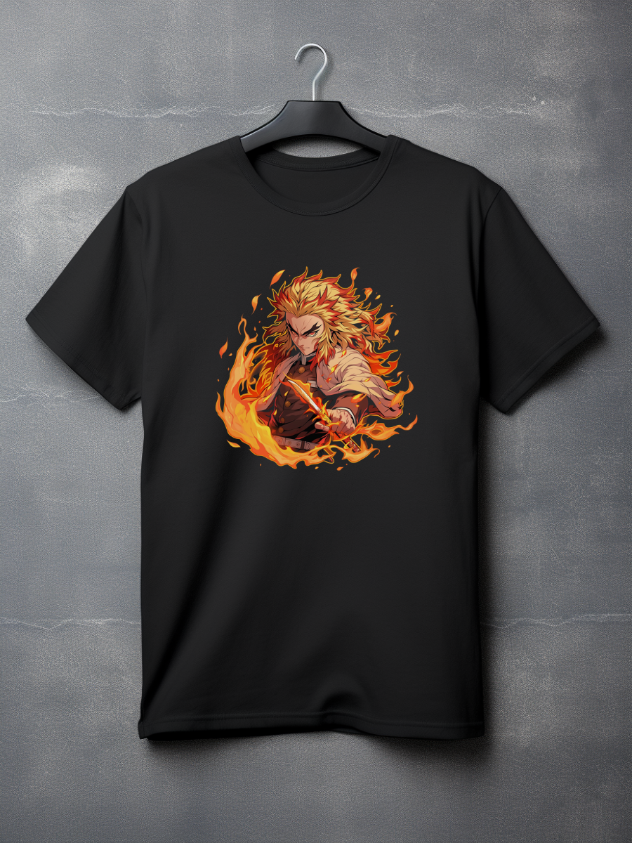 Rengoku Black Printed T-Shirt 1