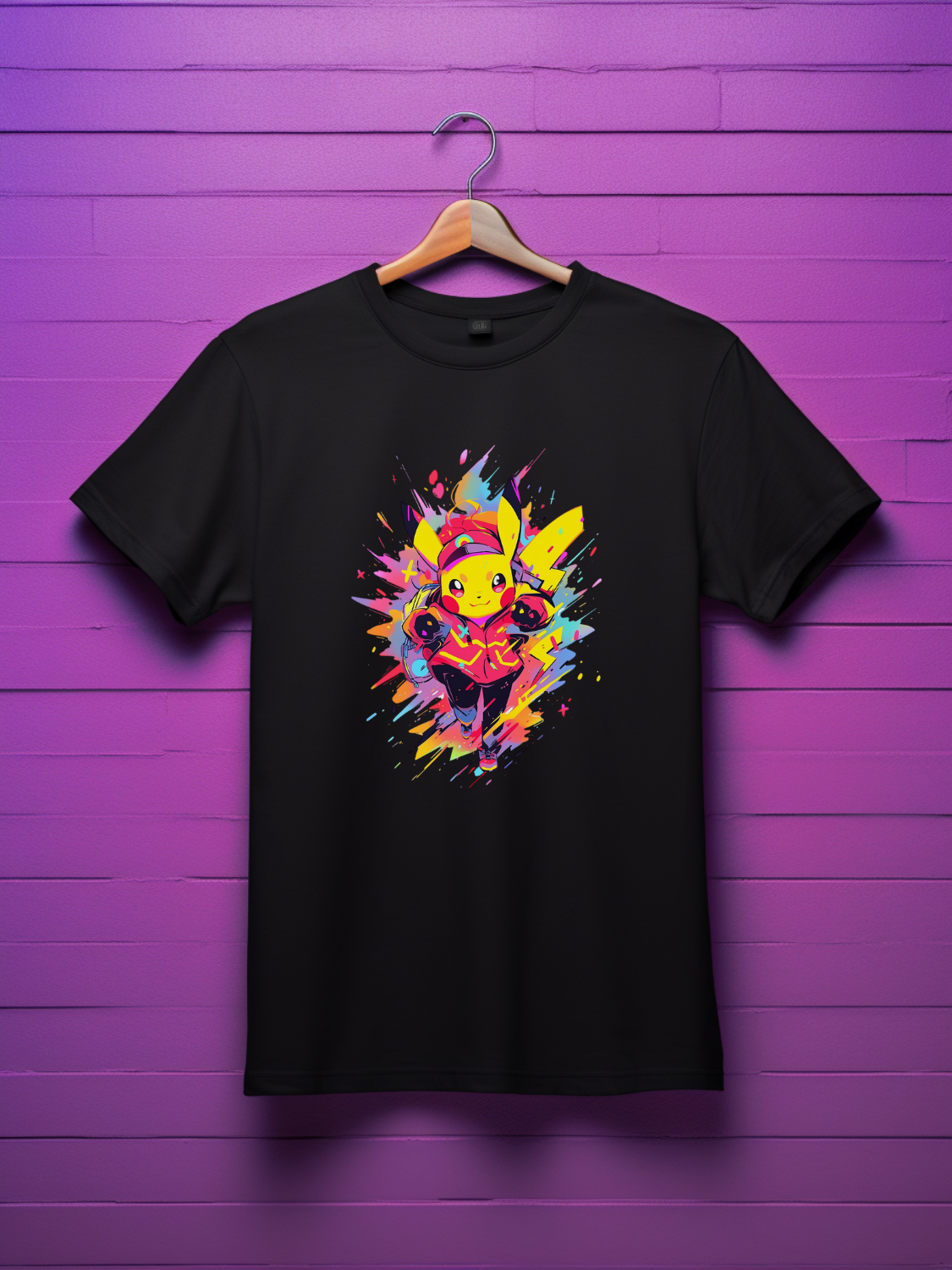 Pikachu Black Printed T-Shirt 524