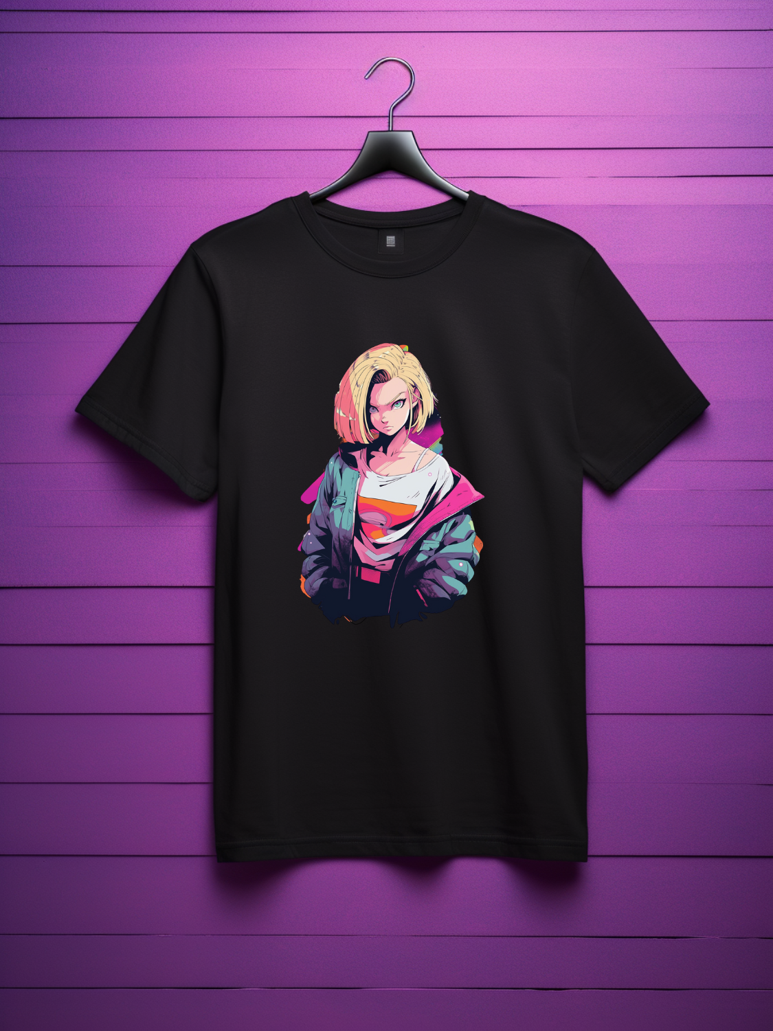 Android 18 Black Printed T-Shirt 310