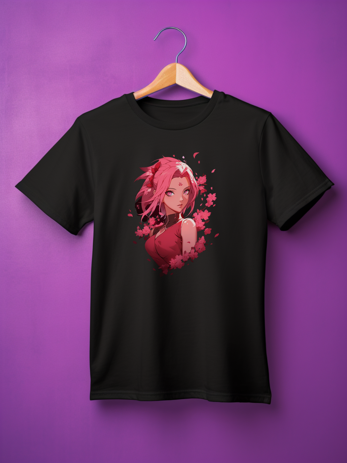 Sakura Black Printed T-Shirt 276