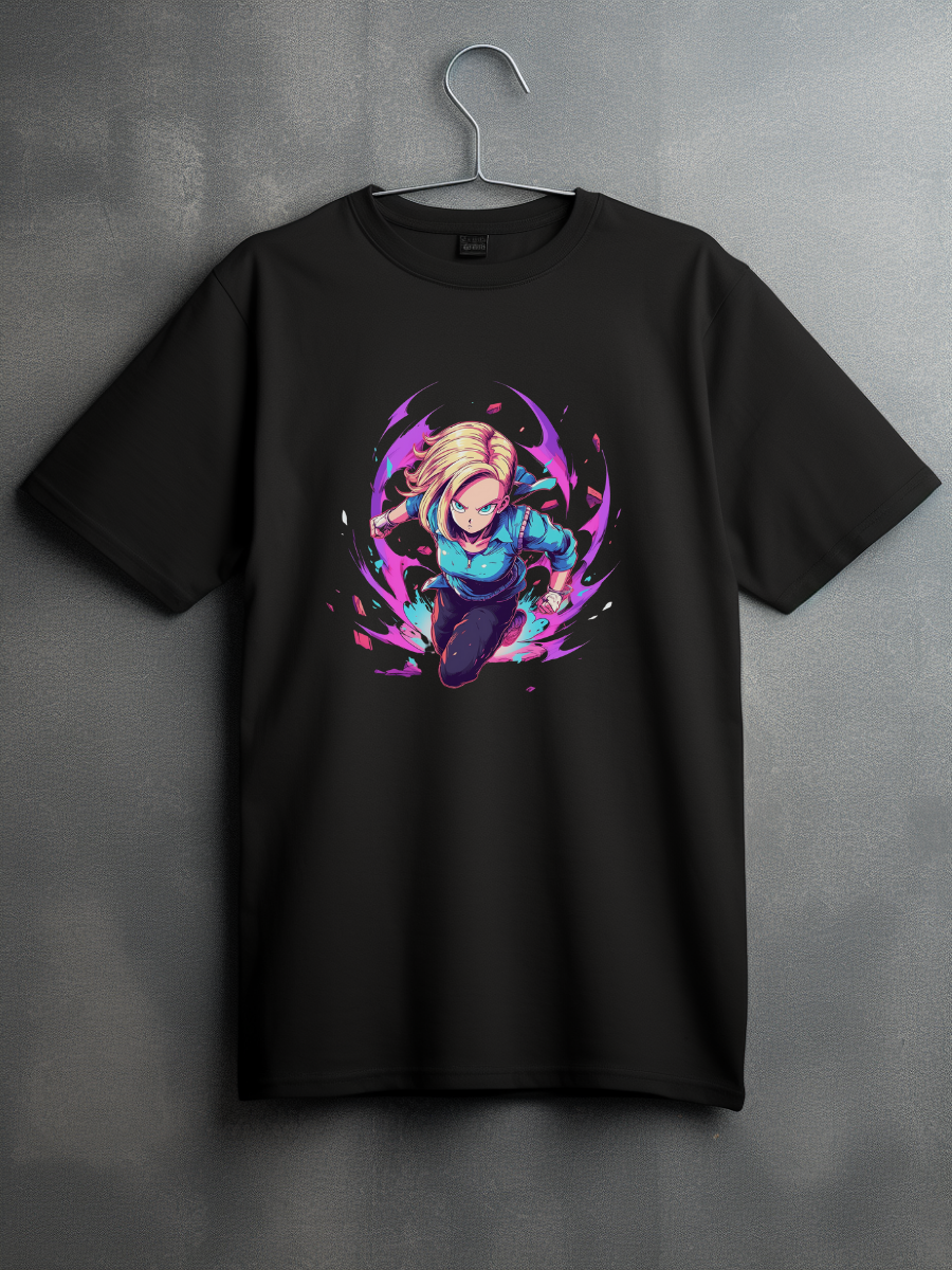 Android 18 Black Printed T-Shirt 153