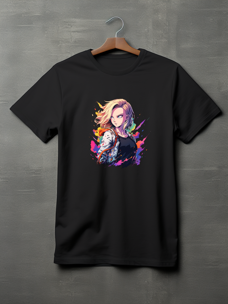 Android 18 Black Printed T-Shirt 154