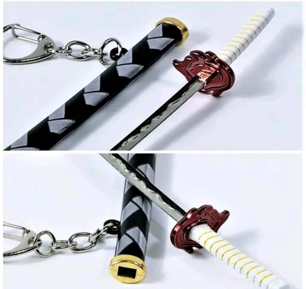 Katana Keychain Black White