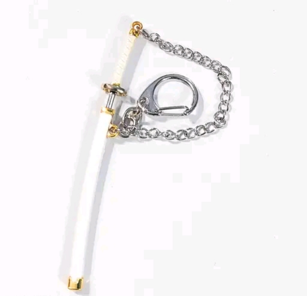 Katana Keychain Golden White