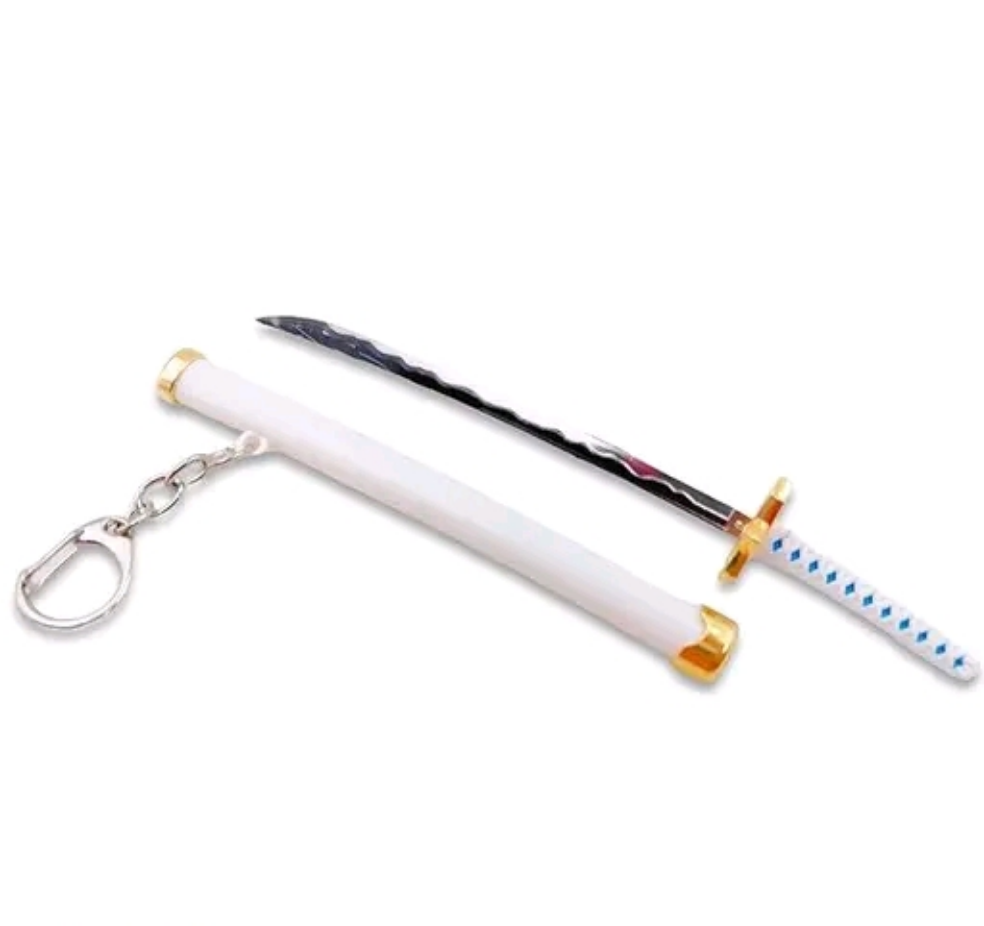 Katana Keychain White Sky Blue