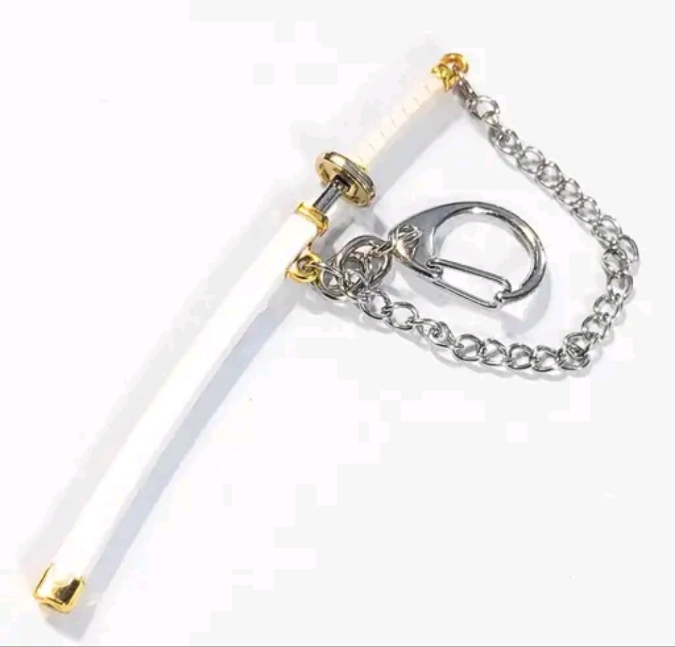 Katana Keychain Golden White