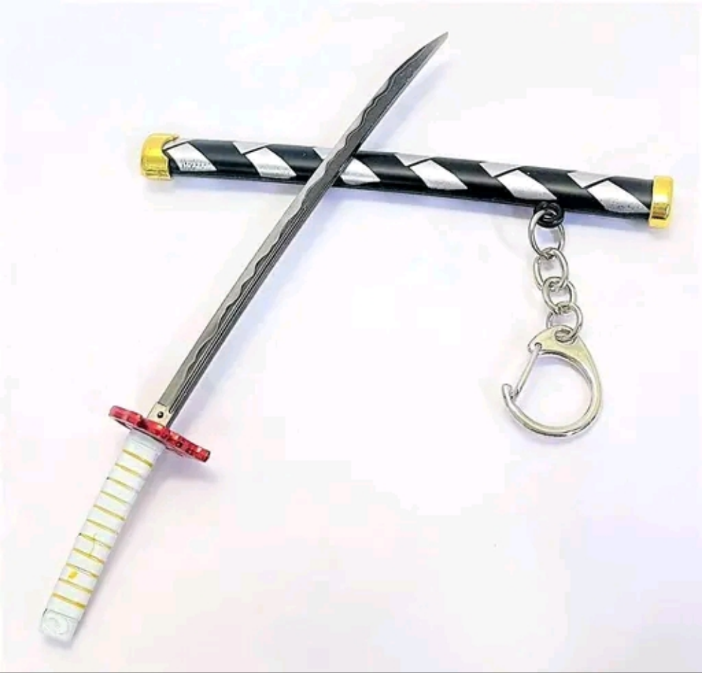 Katana Keychain Black White