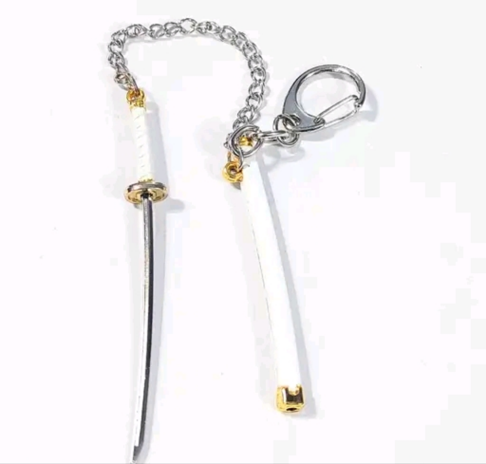 Katana Keychain Golden White