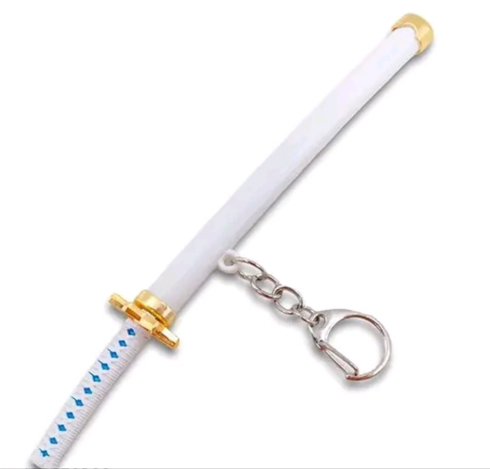 Katana Keychain White Sky Blue
