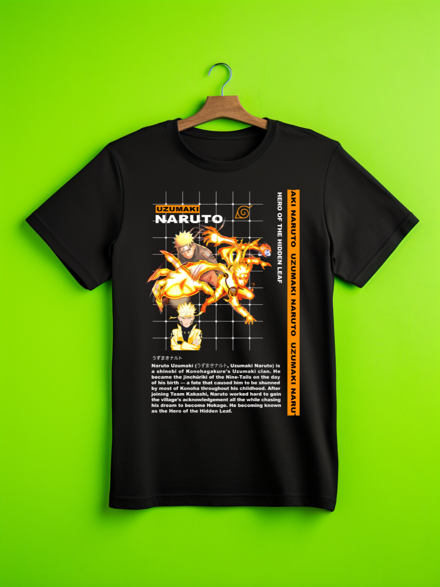 Naruto Card Premium Oversized Front T-Shirt Black July'25
