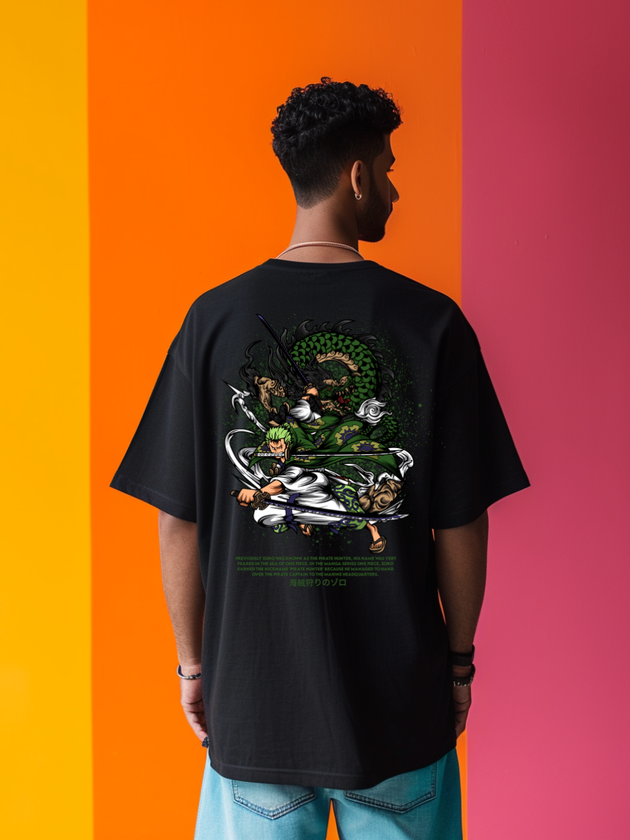 Zoro One Piece Premium Oversized T-Shirt Black July'25