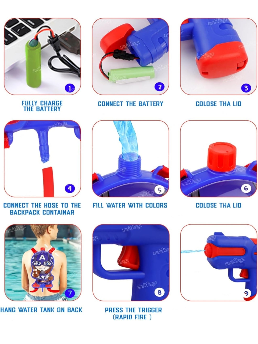 Captain America Electric Pichkari (Premium) with Water Tank