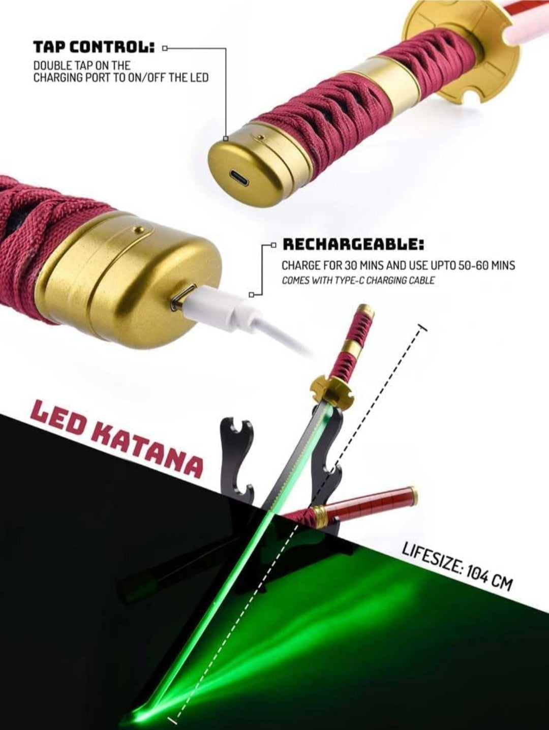 Led Katana Zoro Green