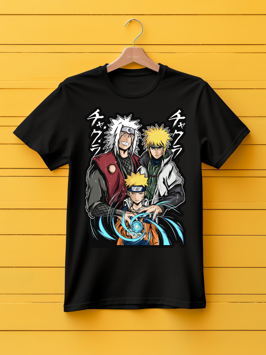 Jiraya Minato Naruto Premium Oversized Front T-Shirt Black July'25