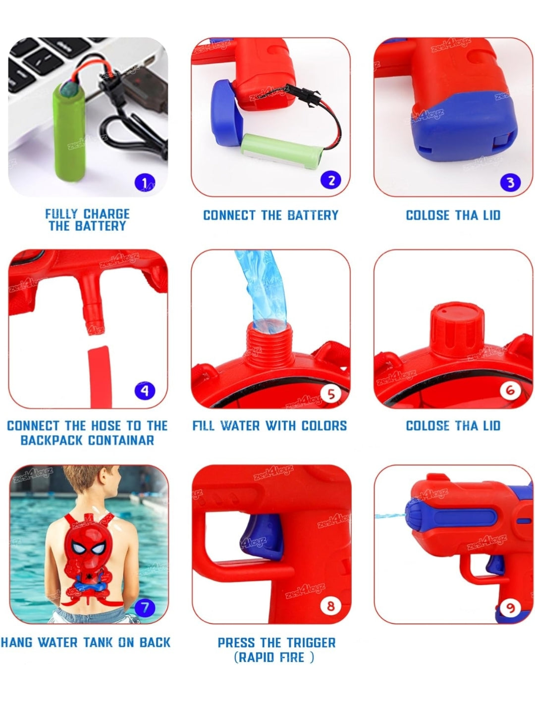 Spiderman Electric Pichkari (Premium) with Water Tank