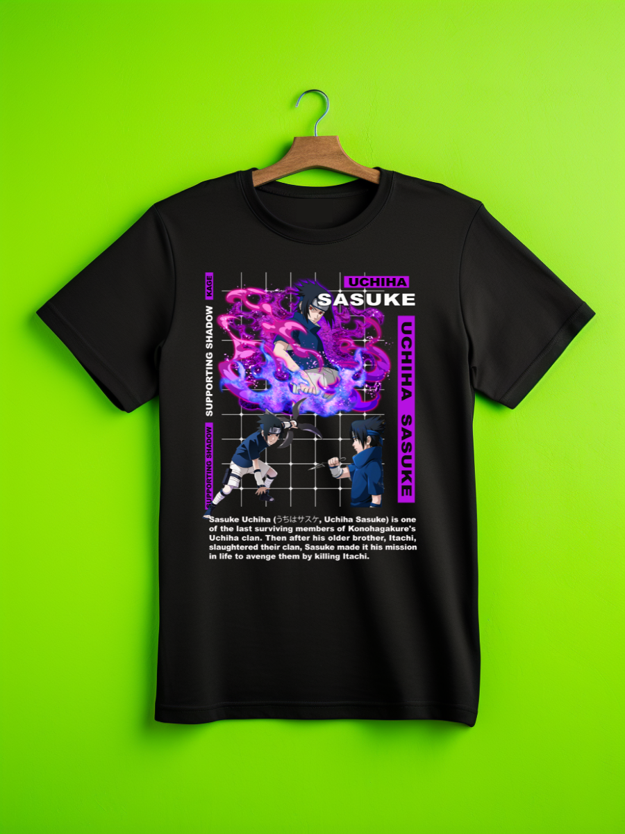 Sasuke Kid Card Naruto Premium Oversized Front T-Shirt Black July'25