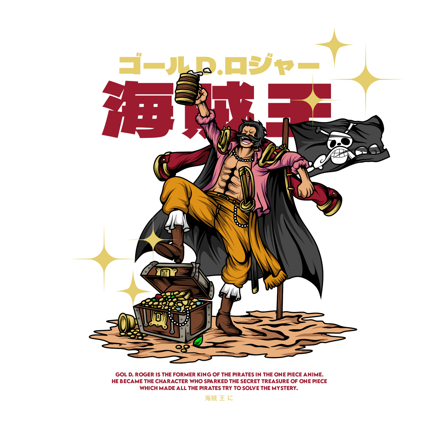 Gold D Roger One Piece Premium Oversized T-Shirt Black 1
