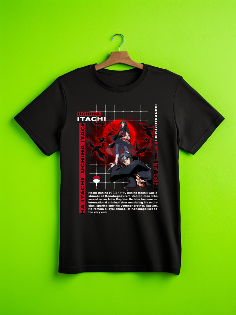 Itachi Uchiha Card Naruto Premium Oversized Front T-Shirt Black July'25