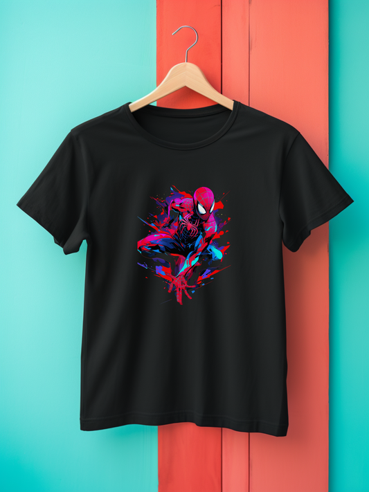Spiderman Black Printed T-Shirt 404