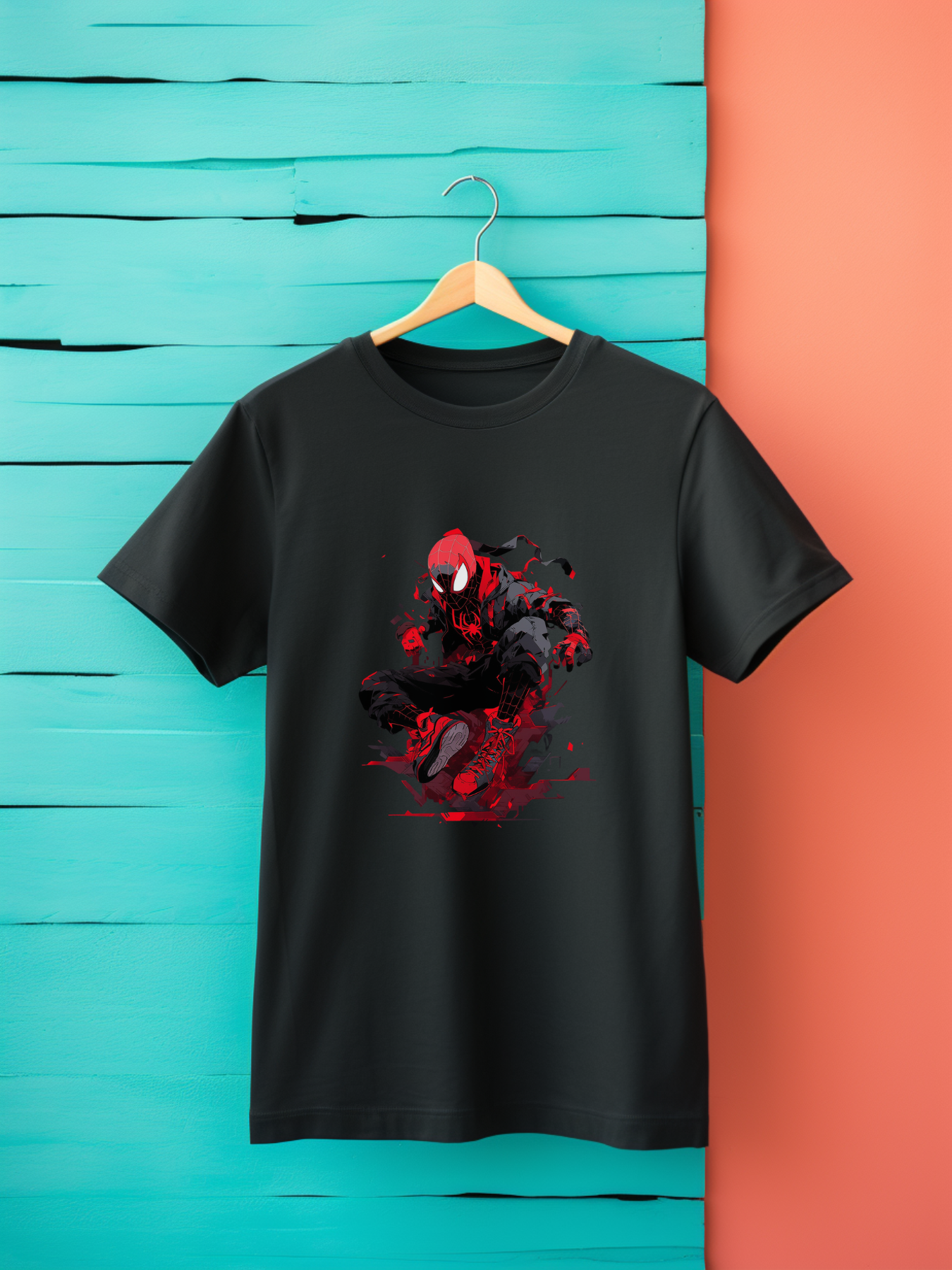 Spiderman Black Printed T-Shirt 406
