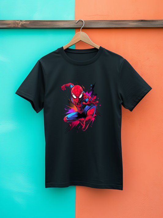 Spiderman Black Printed T-Shirt 407