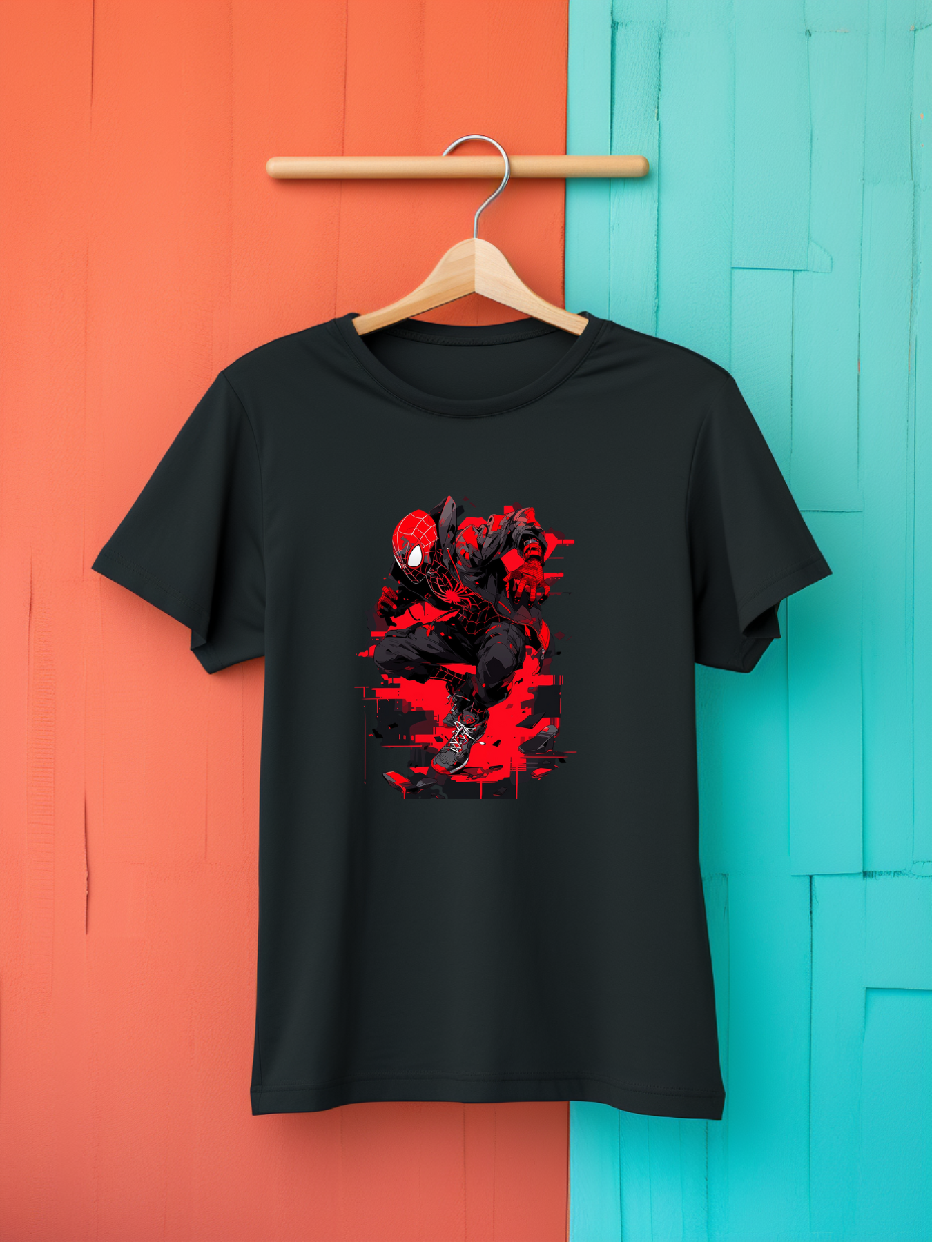 Spiderman Black Printed T-Shirt 408