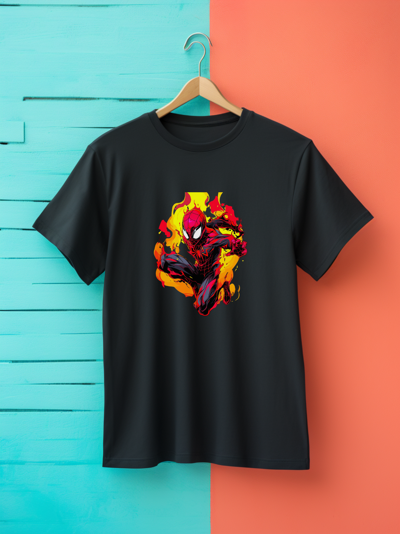 Spiderman Black Printed T-Shirt 409