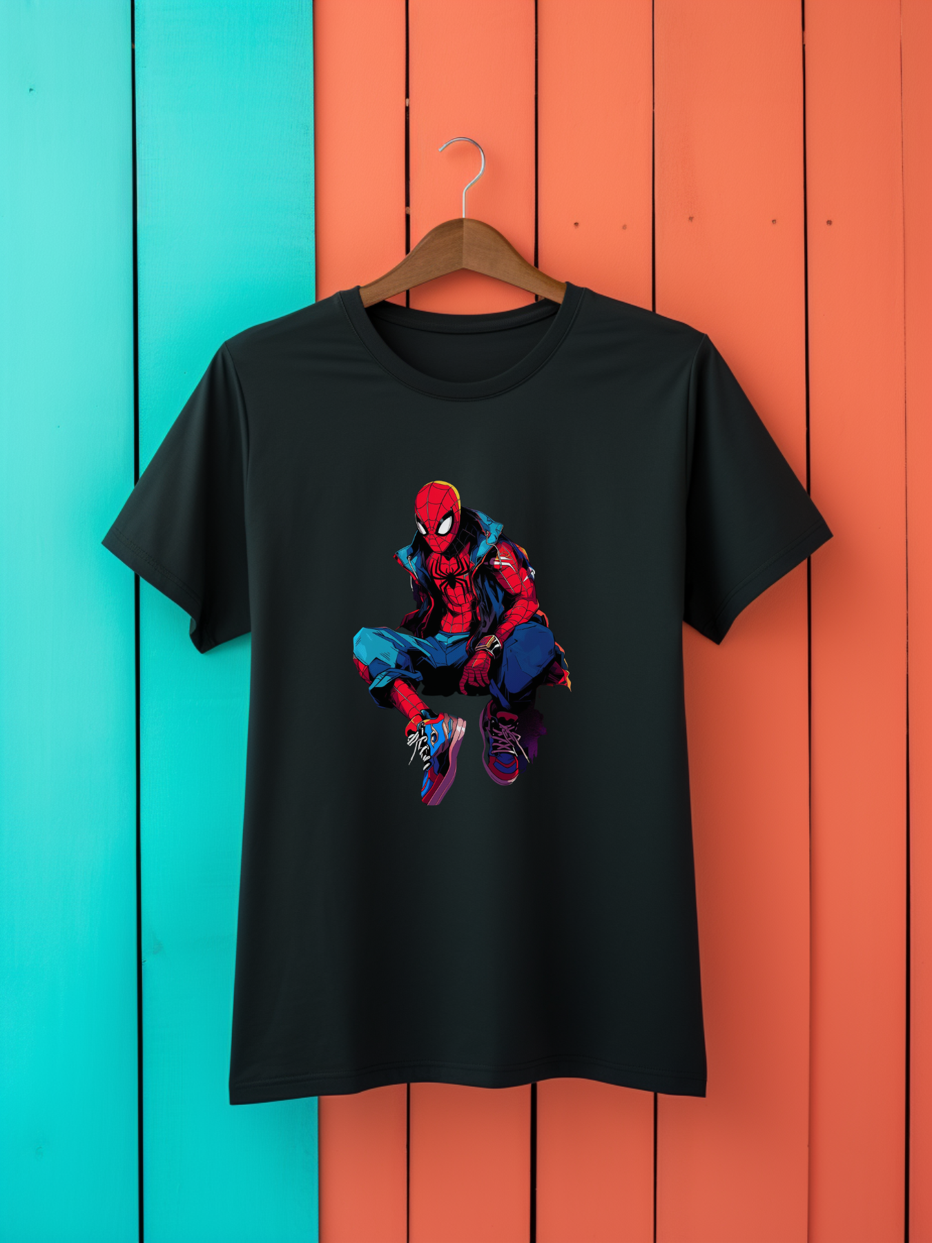 Spiderman Black Printed T-Shirt 413