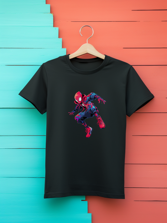 Spiderman Black Printed T-Shirt 389