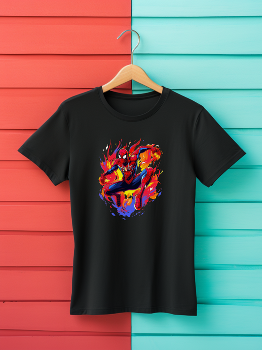 Spiderman Black Printed T-Shirt 390