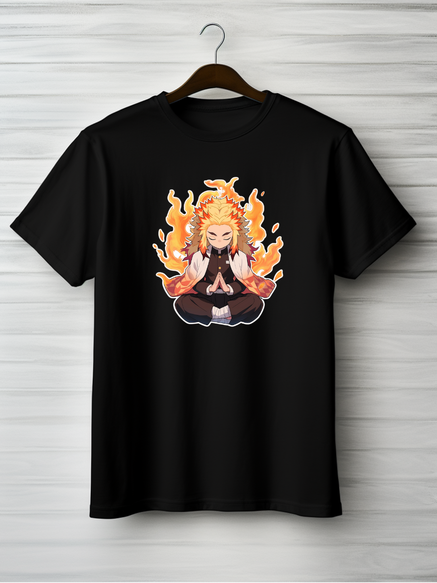 Rengoku Black Printed T-Shirt 69