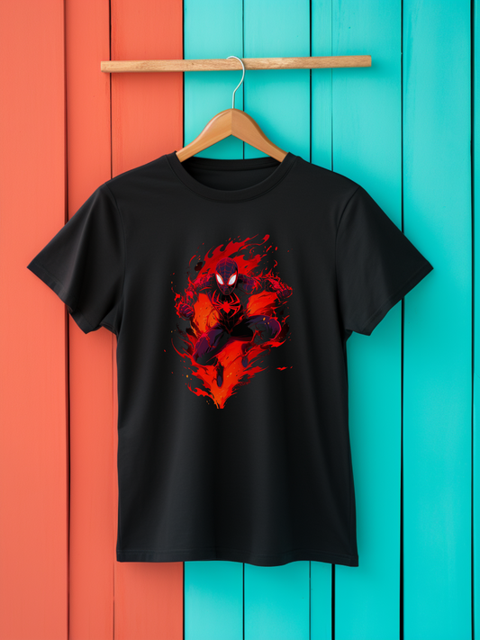 Spiderman Black Printed T-Shirt 391