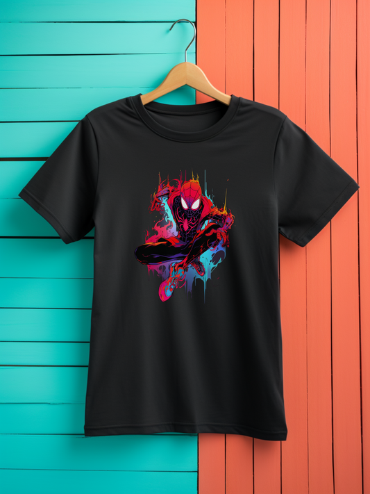 Spiderman Black Printed T-Shirt 393