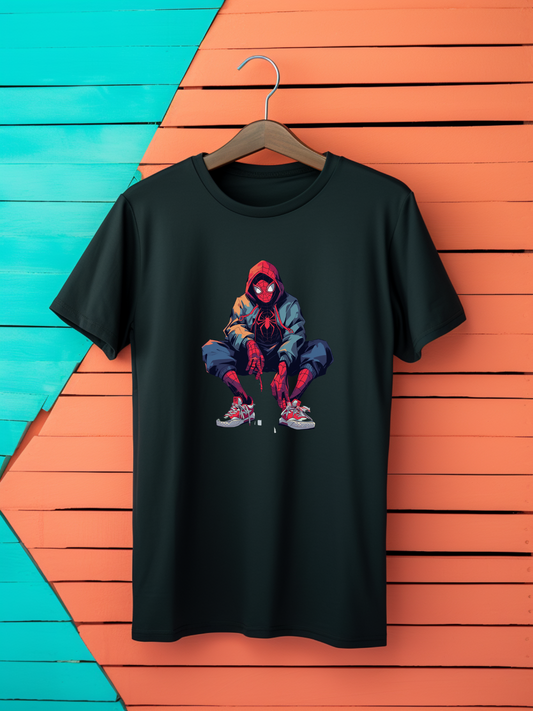 Spiderman Black Printed T-Shirt 394