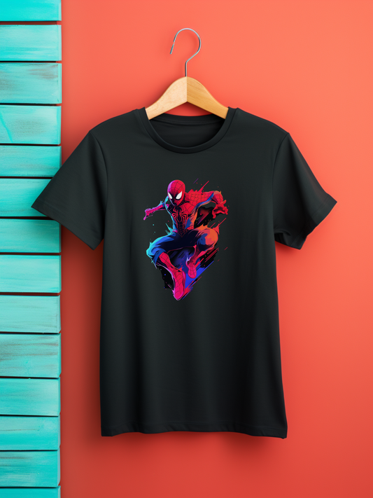 Spiderman Black Printed T-Shirt 396