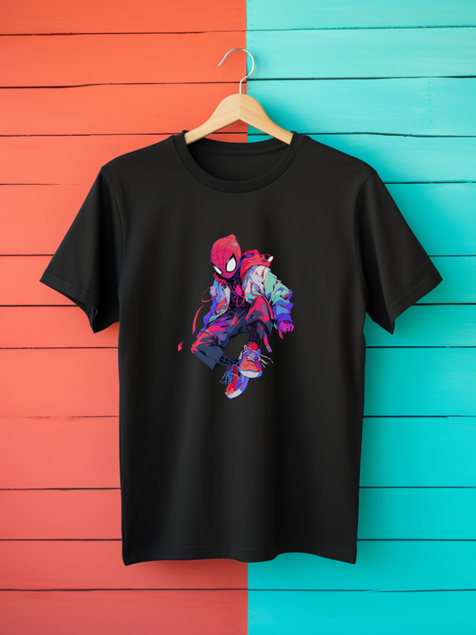 Spiderman Black Printed T-Shirt 397