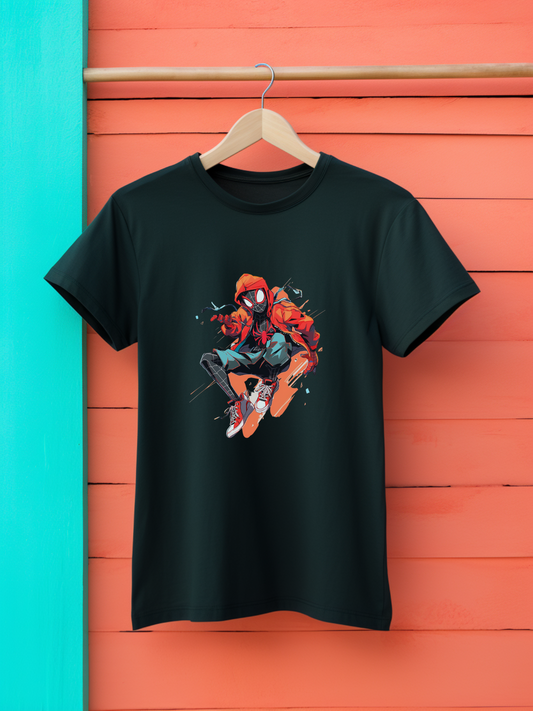 Spiderman Black Printed T-Shirt 398