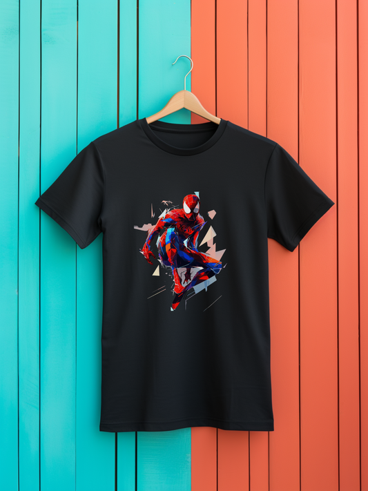 Spiderman Black Printed T-Shirt 399