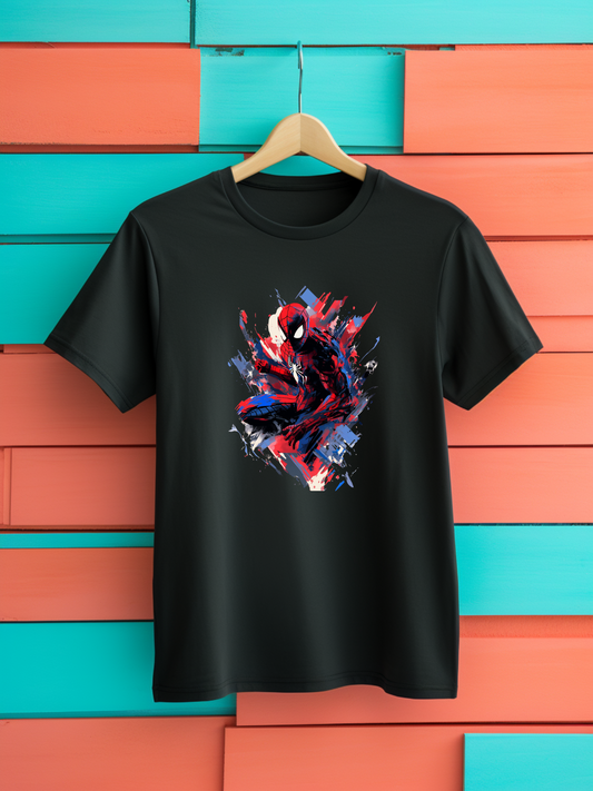 Spiderman Black Printed T-Shirt 400
