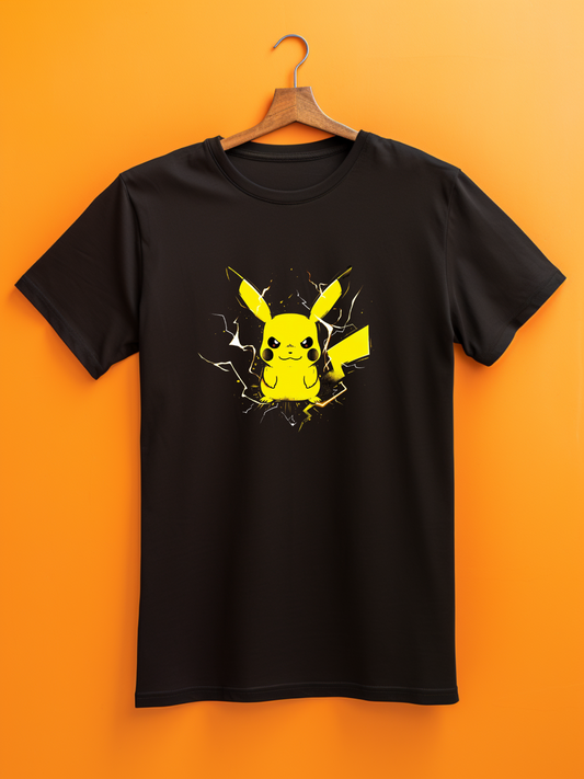 Pikachu Black Printed T-Shirt 526