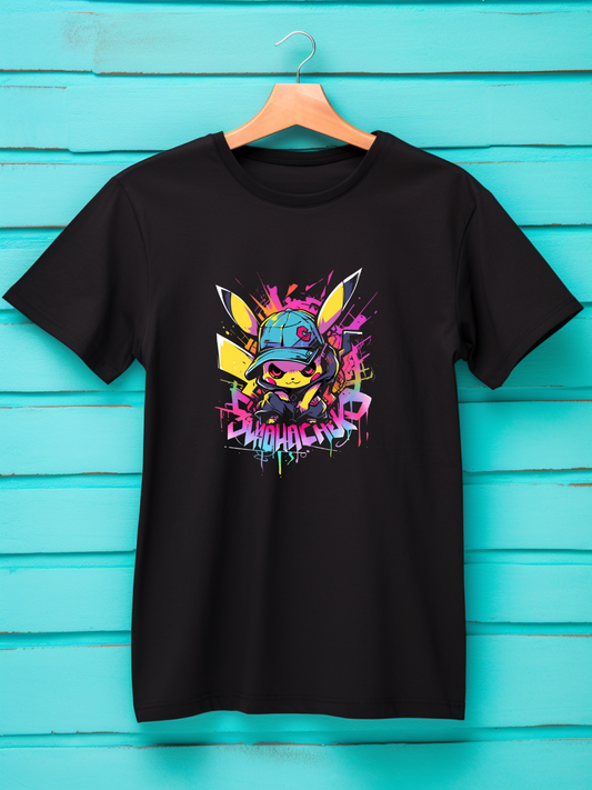 Pikachu Black Printed T-Shirt 529