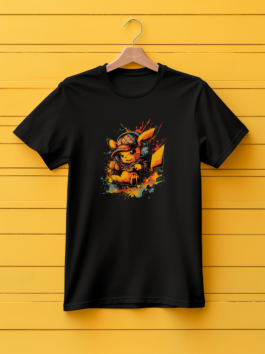 Pikachu Black Printed T-Shirt 530
