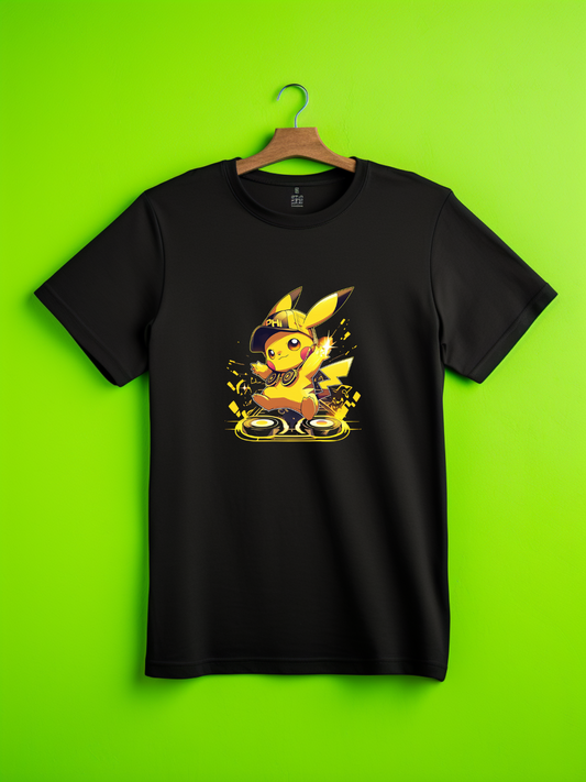 Pikachu Black Printed T-Shirt 534