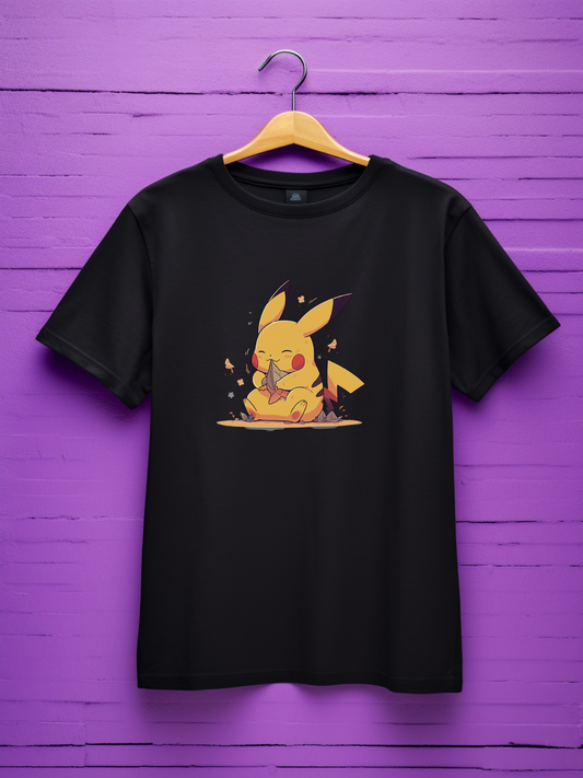 Pikachu Black Printed T-Shirt 535